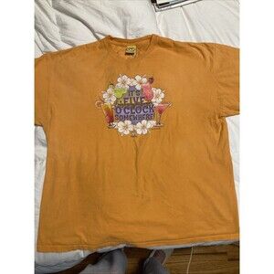 Big Dogs T Shirt Mens 2XL Orange Short Sleeve Its 5 O'Clock Somewhere 2004 Vtg
